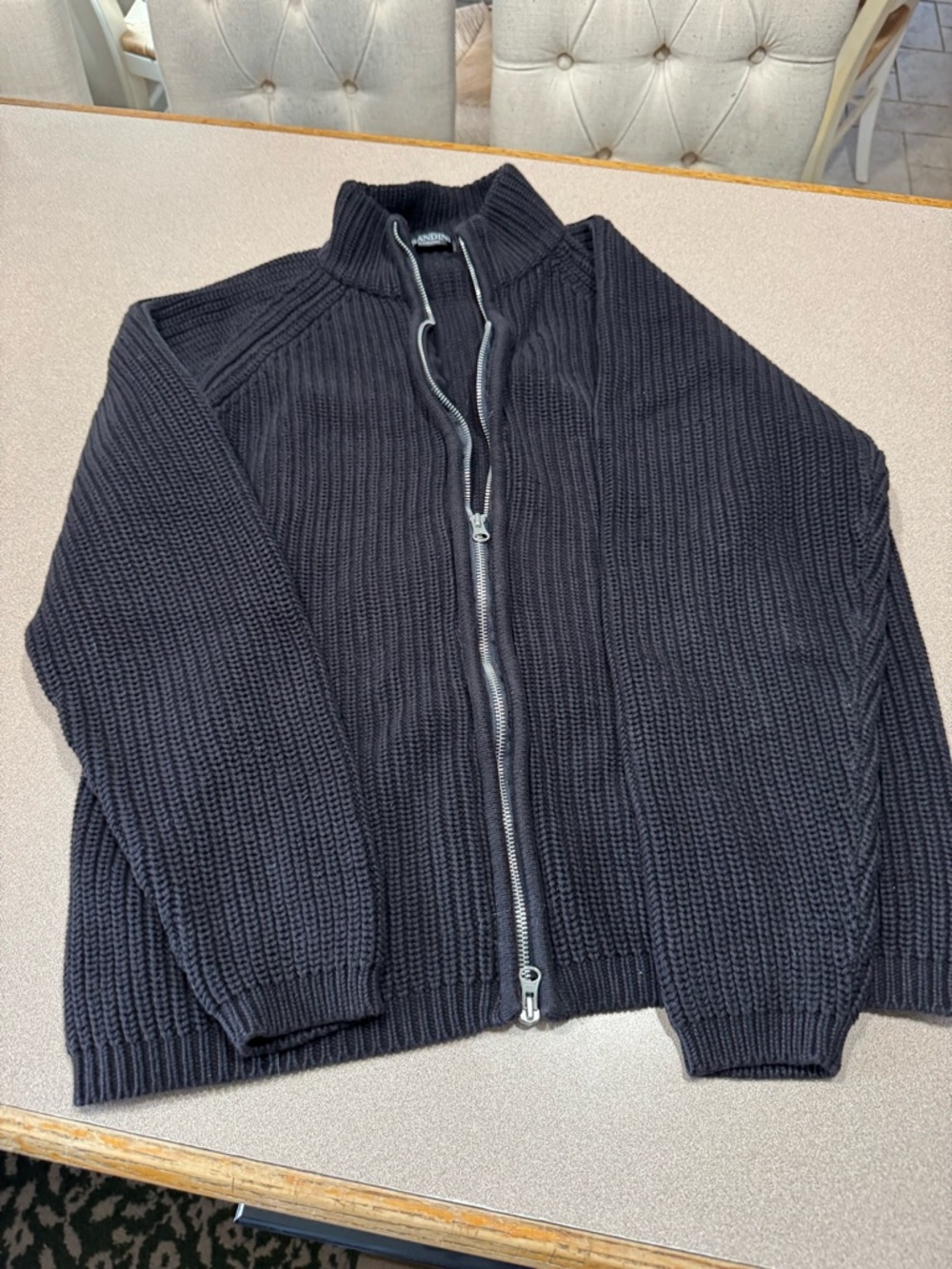 Made in Australia - Black Full-Zip Ribbed Knit Sweater